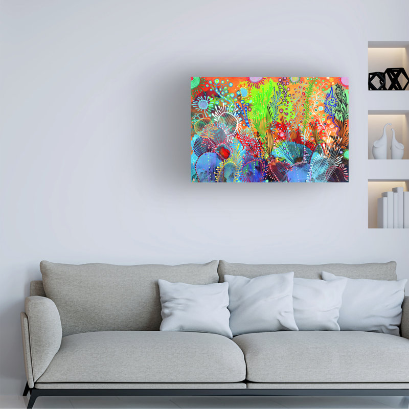 Art mural sur toile tendue - «Cactus» de Noemi Ibarz pour décoration de salon, de chambre à coucher ou de bureau - 12 x 19