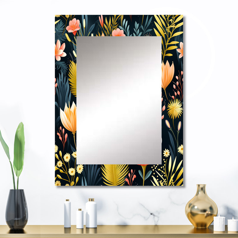 Motif côtier vibrant de bord de mer botanique, 32 po x 24 po