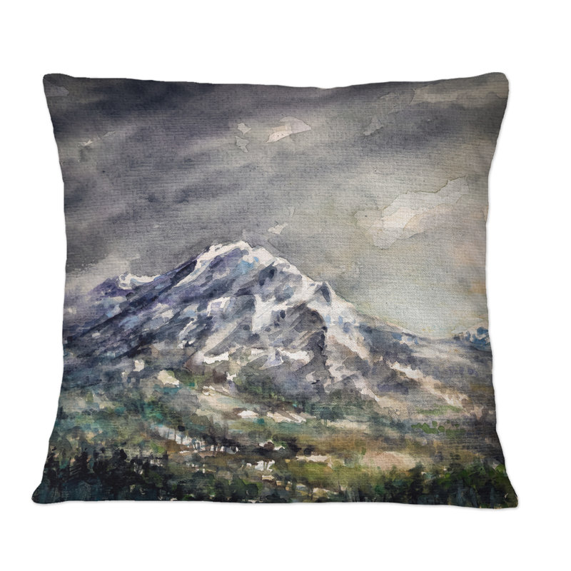 Coussin Mountainscape Under Night's - imprimé traditionnel, 18 po x 18 po