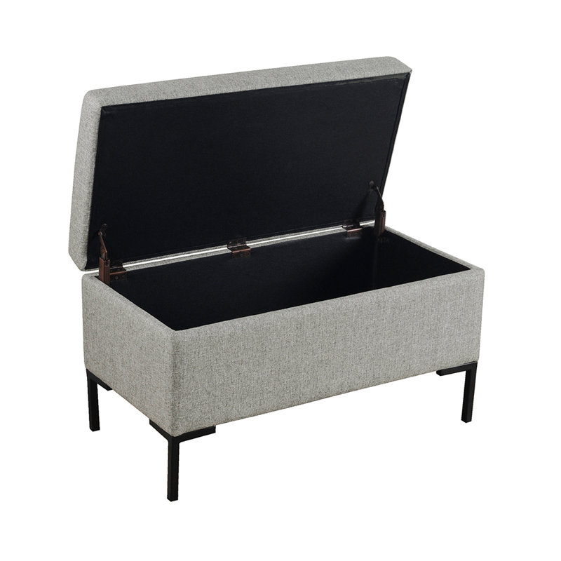Briony Upholstered Flip Top Storage Bench, Gray Woven