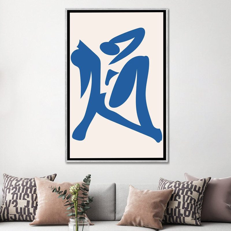 « Déconstruit bleu figure 4 » par Mambo art studio-impression, Toile avec cadre argenté, Pas de tapis