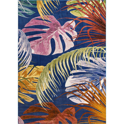Tapis bleu marine / rose / jaune Lavern