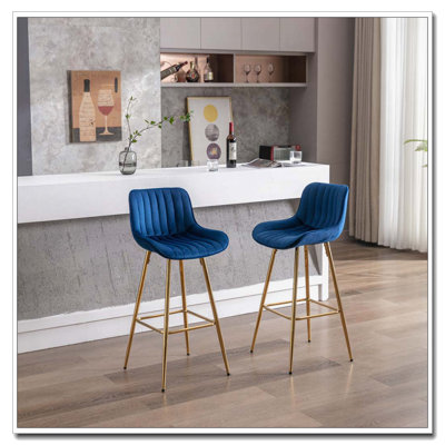 Ensemble de 2 tabourets de bar avec repose-pieds chromé