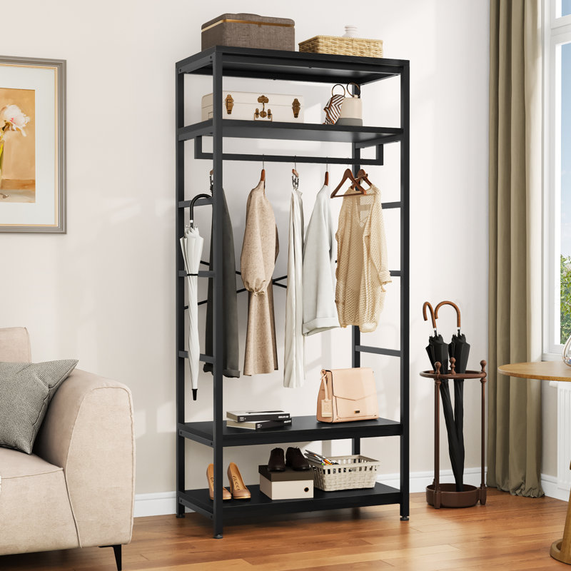 Bomer Hallway Coat and Shoe Storage，80 W Hall Tree, Black