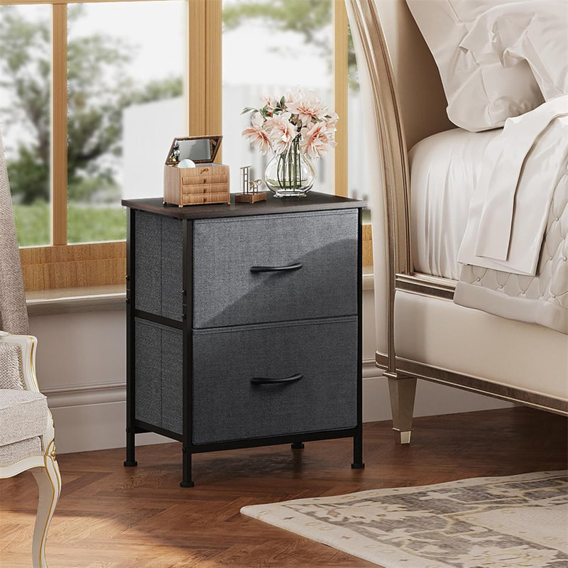 Single Row 2-Drawer Dresser – Gray, Compact Storage Unit for Bedroom or Entryway