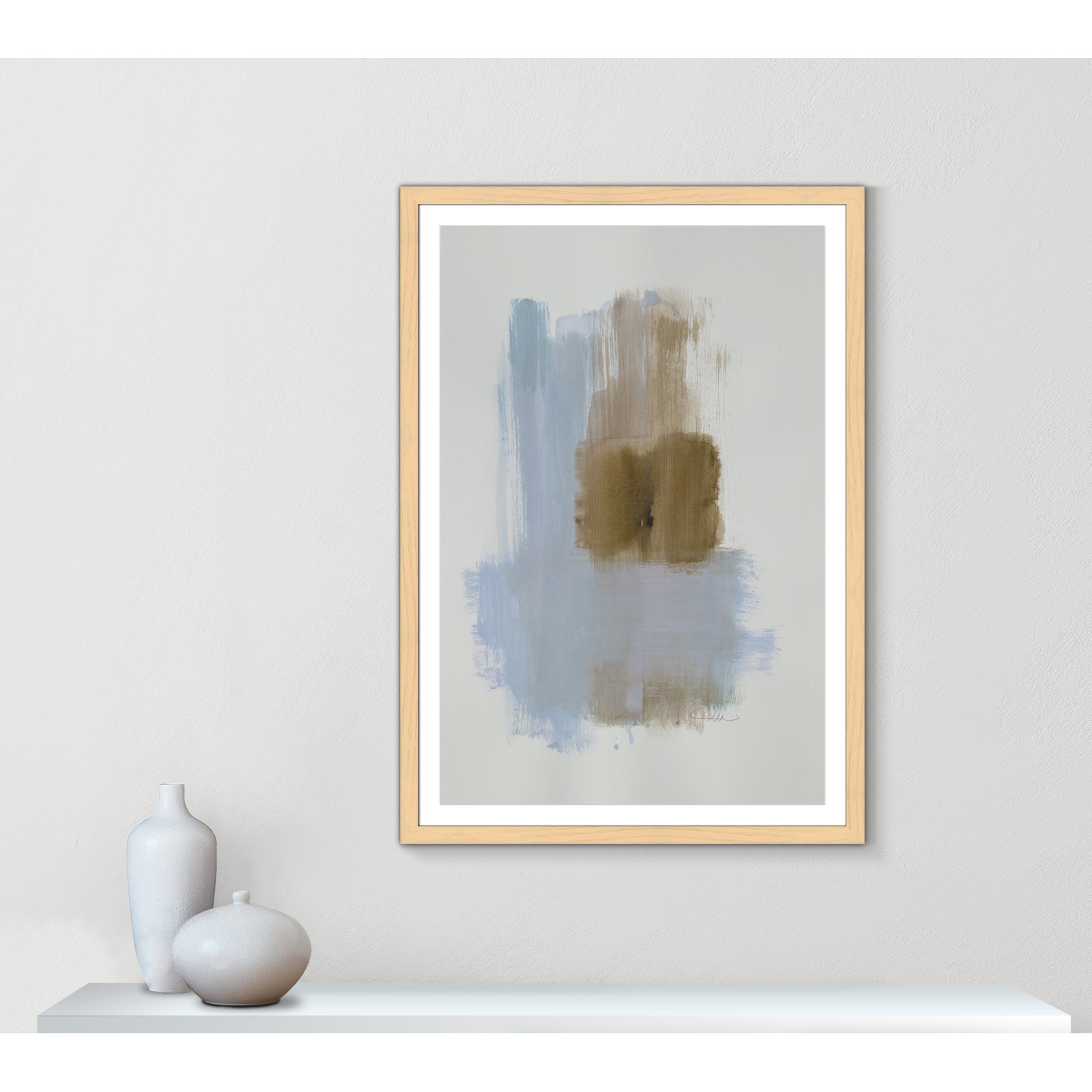 Esmeray "Powder Room Wash IV" Print, 55" H x 39" W x 1.25" D, Natural Cube Frame Matted