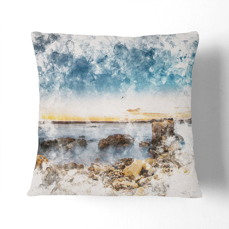 Ocean View Cushion with Filling, 55cm H x 55cm W x 20cm D