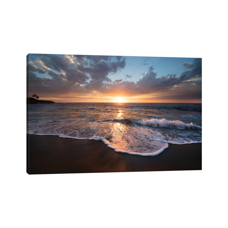 États-Unis, Californie, La Jolla. Coucher de soleil sur la plage II - Estampe numérique sur toile tendue avec châssis