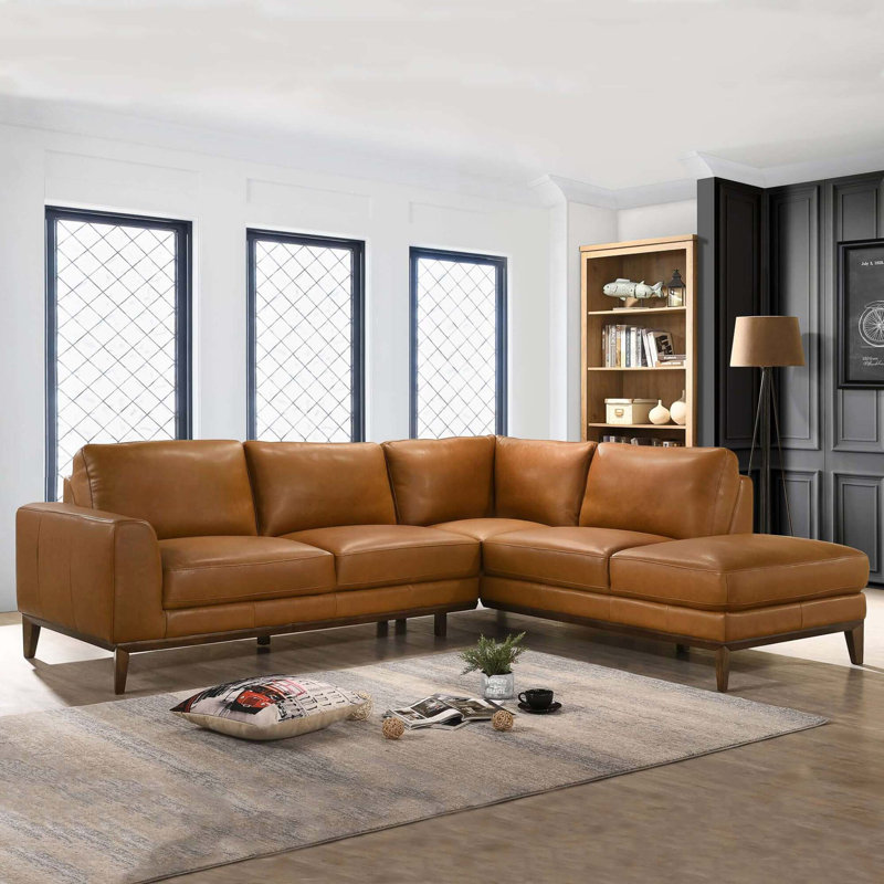 London Leather Sectional Sofa Right Facing, Right Hand Facing