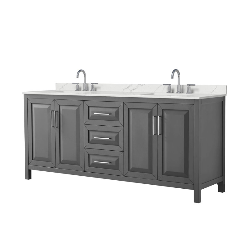 Daria 80'' W Vanity, Gray, Polished Chrome, Giotto Quartz
