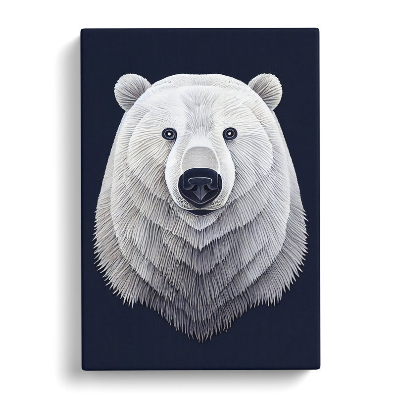 Mighty Polar Bear - Wall Art, 50cm H x 35cm W x 3cm D, Wrapped Canvas