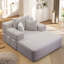 Luxueuse chaise longue en velours côtelé moelleux avec 3 coussins, canapé-lit convertible avec poche de rangement, conception sans cadre et mousse de compression pour les petits espaces, salon, appartement, gris clair-125536673