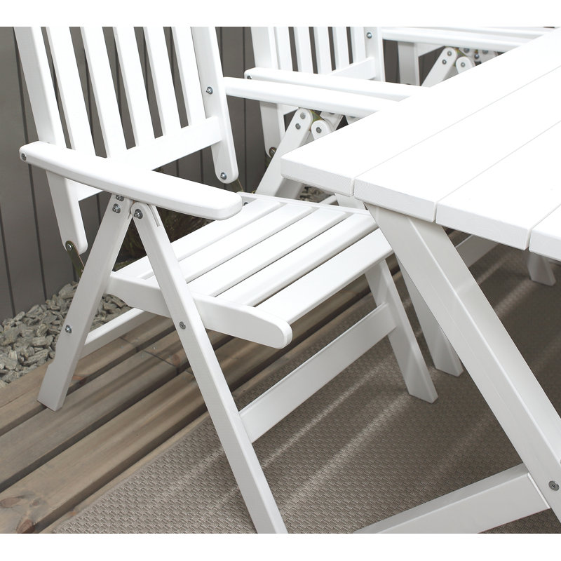 Hannahs 4 - Person Wood Patio Dining Set with Rectangular Table , Cushions Included, White