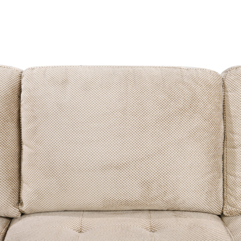 123" Oversized Sectional Sleepr Sofa U Shaped Sectional Sofa With Storage Chaise 4 Throw Pillows For Living Room, Beige