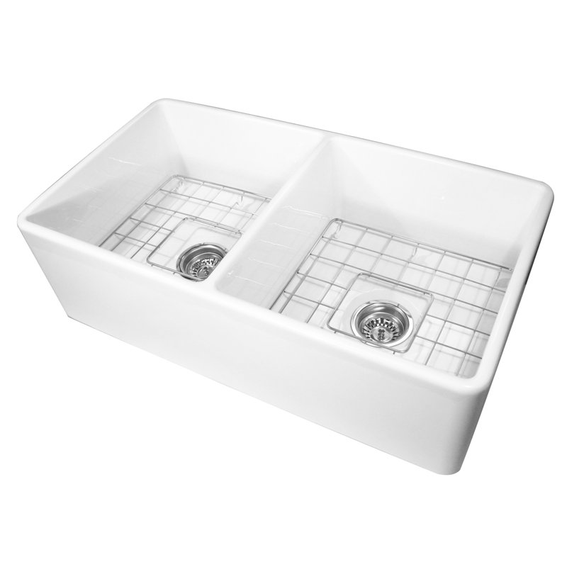Cape 33.25'' L Double Basin Kitchen Sink, White