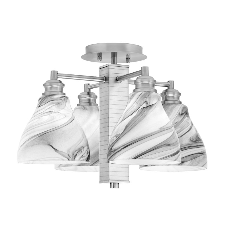 Edge 4 lumières semi-encastrées avec verre tourbillon onyx 6,25 po, Nickel brossé
