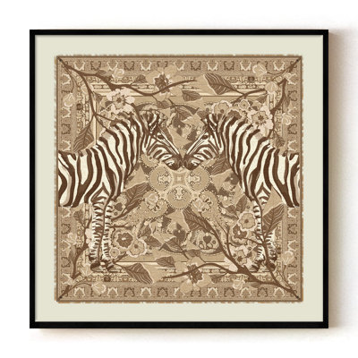Royale Menagerie Jungle Courtship by ChiChi - Zebra Tapestry Shadow Box | 20"H x 20"W | Black Frame