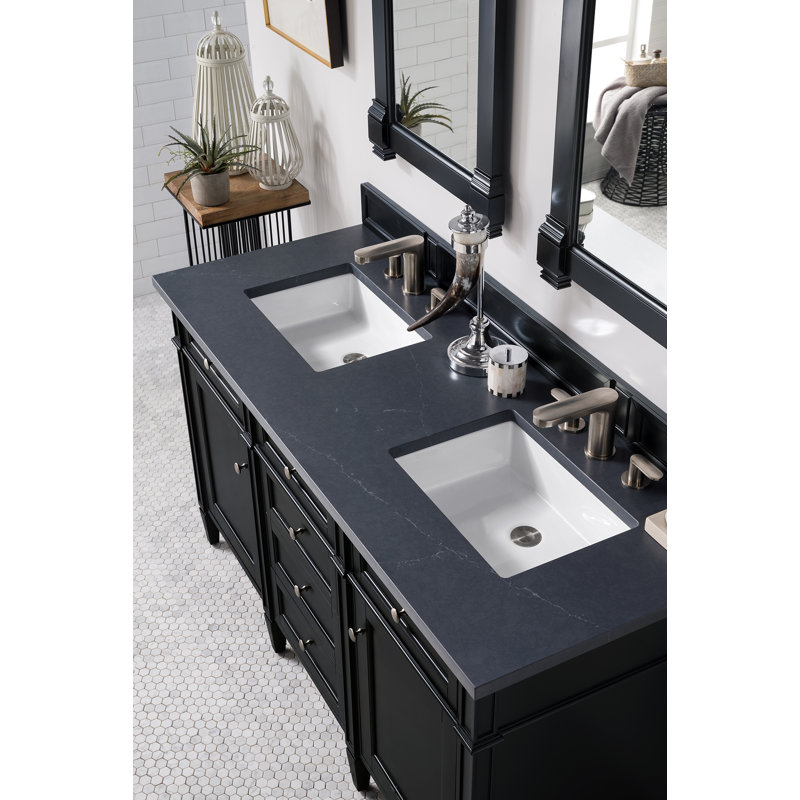 Brittany 60'' W Double Vanity, Charcoal Soapstone, Black Onyx, 8" Widespread