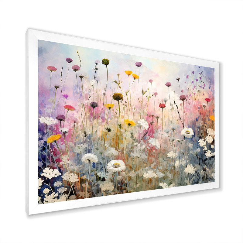 Fleurs sauvages Wander meadows - Fleurs sauvages, impressions sur toile, H 30 po x l 40 po x P 1,5 po, Cadre simple blanc