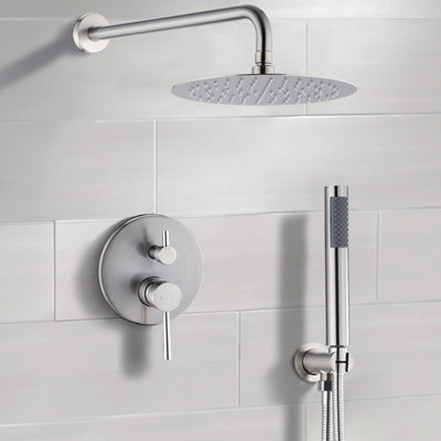 10" Brushed Nickel Shower Head Comprehensible - Rain And Handheld Unit Notable Portable