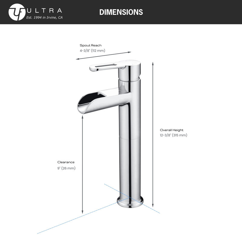 Robinet de lavabo de salle de bain à poignée simple avec drain - collection Sozu - chrome poli, Chrome poli