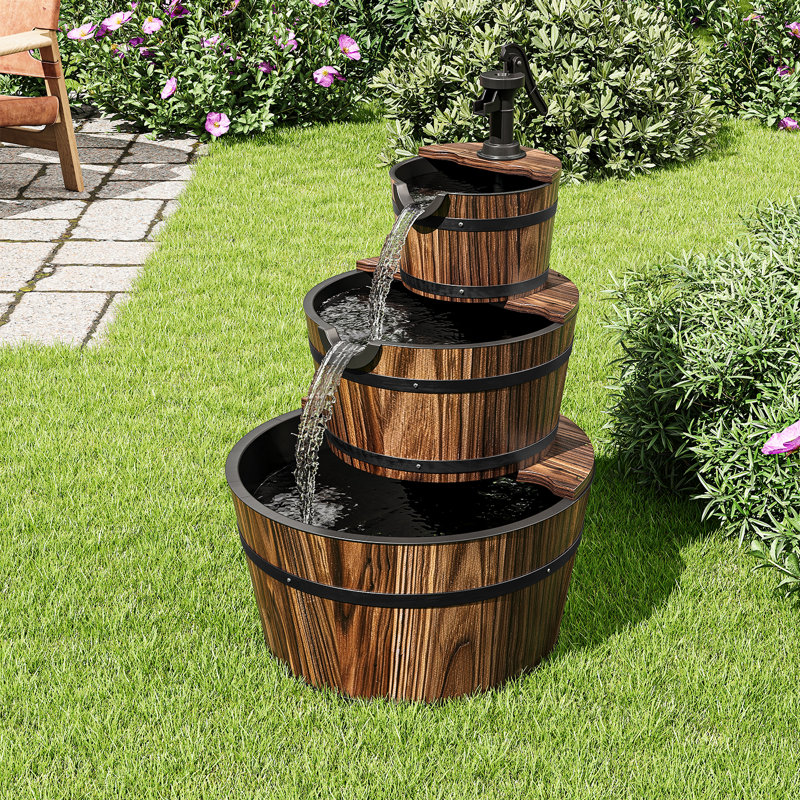 Wood Floor Fountain, 37" H x 23.6" W x 23.6" D