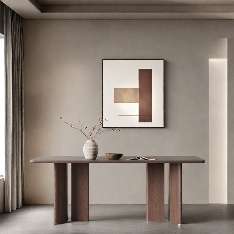 Rectangular solid wood rock slab dining table, 29.52"H x 62.99"L x 31.49"W