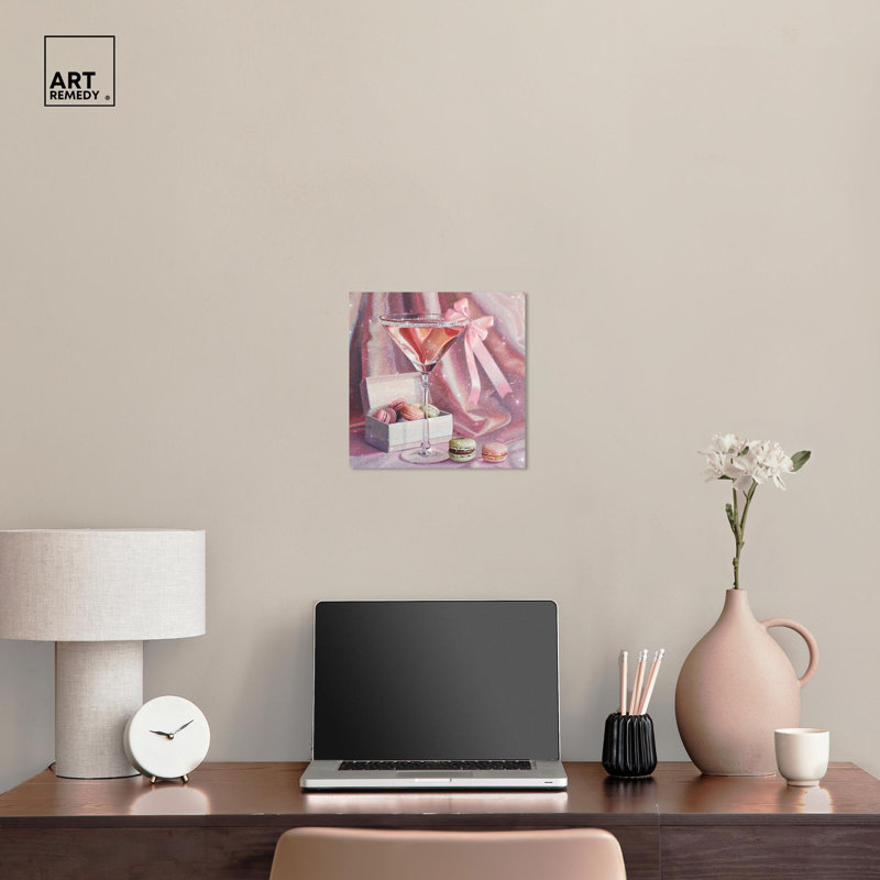 Art sur toile Macarons and Drink, Toile tendue, H 12 po x l 12 po