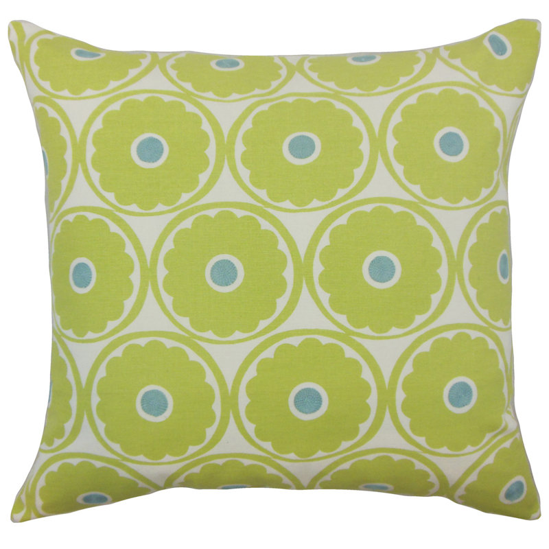 Coussin en coton à fleurs day, Bois flotté, 24 po x 24 po