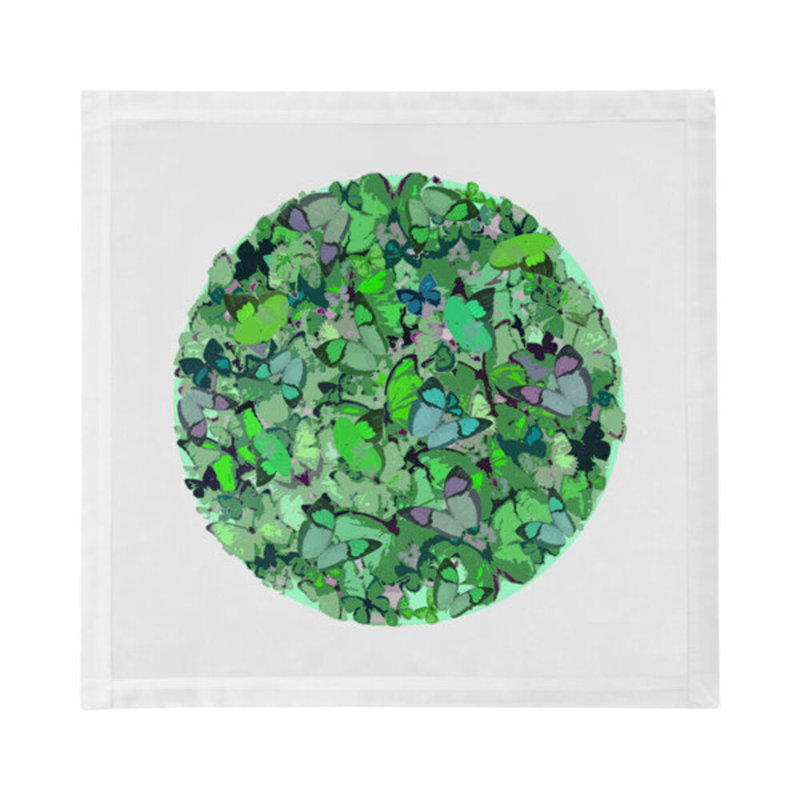 Leopard Seeing Double Cotton Blend Square Napkins, Green