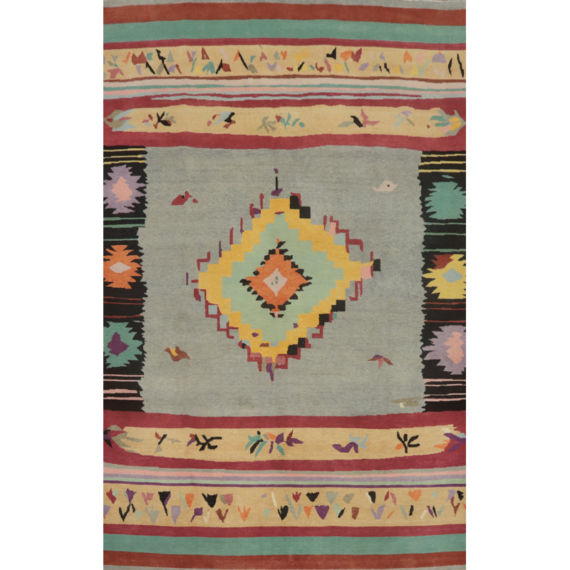 Geometric Oriental Vegetable Dye Area Rug 7x10