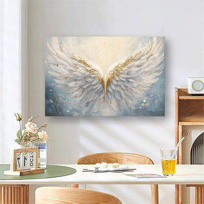 Abstract Angel Wings Print, White Angel Wings Painting, Religious Framed Wall Painting Decor, Ready to Hang, Ideal Gift For Bedr