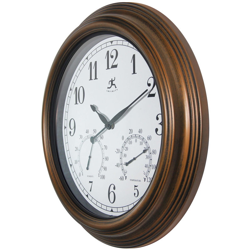 Horloge murale intérieure / extérieure en métal Tempest, or antique, 18,5 po, Or antique