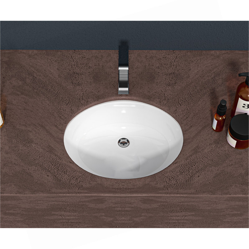 Lavabo de salle de bain ovale encastré en céramique blanc 19 "x 16" avec trop-plein