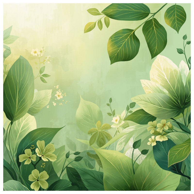 Green Leafy Plants Comforter, Queen