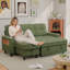Canapé-lit modulaire en chenille 80 po avec méridienne réversible, bras de rangement et ports de charge, vert-830703727