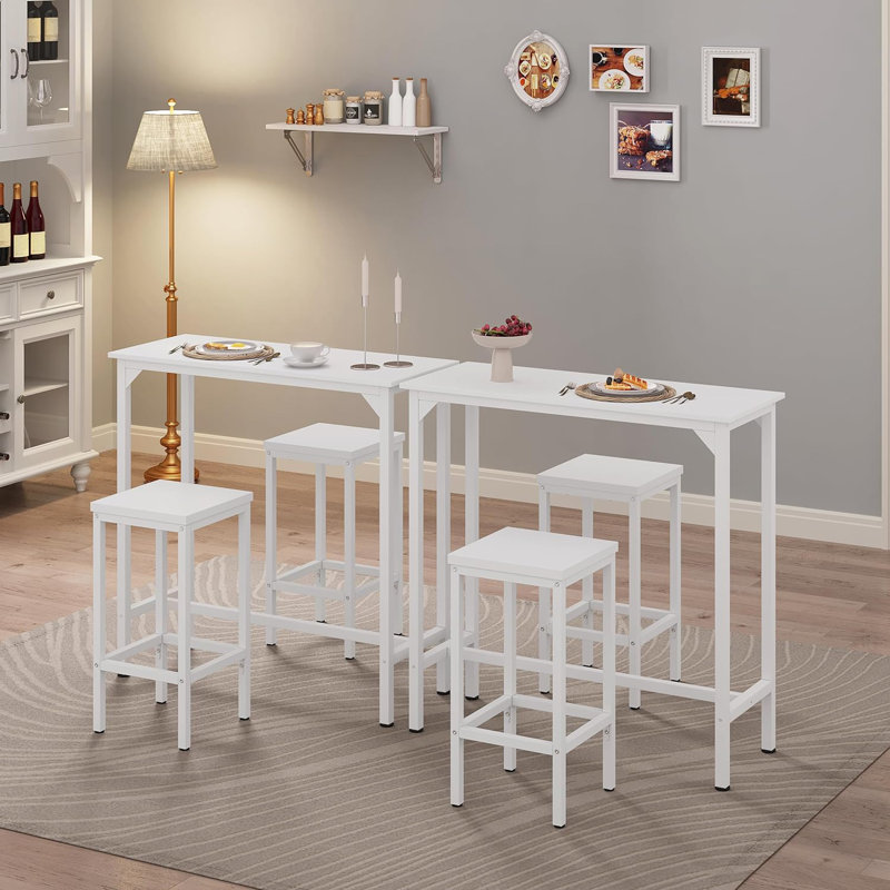 Nettgen Metal Base Dining Table, White, 100cm H x 100cm L x 40cm W