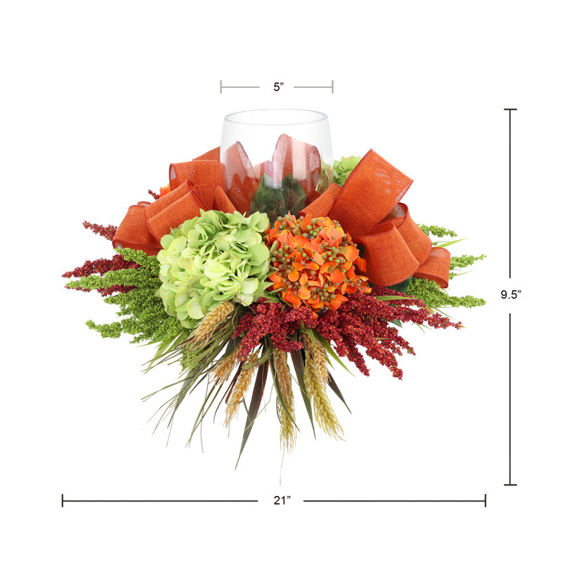 Hydrangea Fall Centerpiece with Candleholder