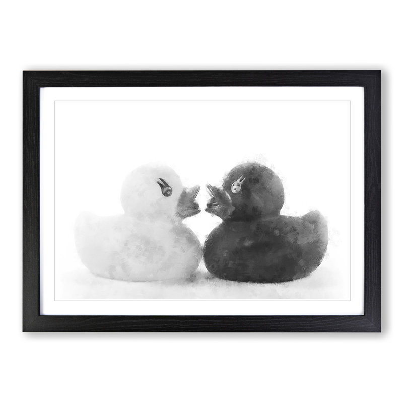Rubber Ducks Opposites Attract - Picture Frame Graphic Art, Black Framed, 36cm H x 48cm W x 2cm D