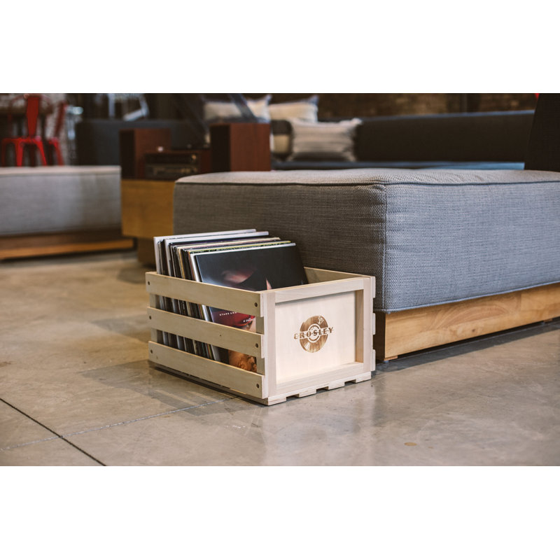 Crosley Electronics Record Storage Crate Solid Wood Decorative Bin
