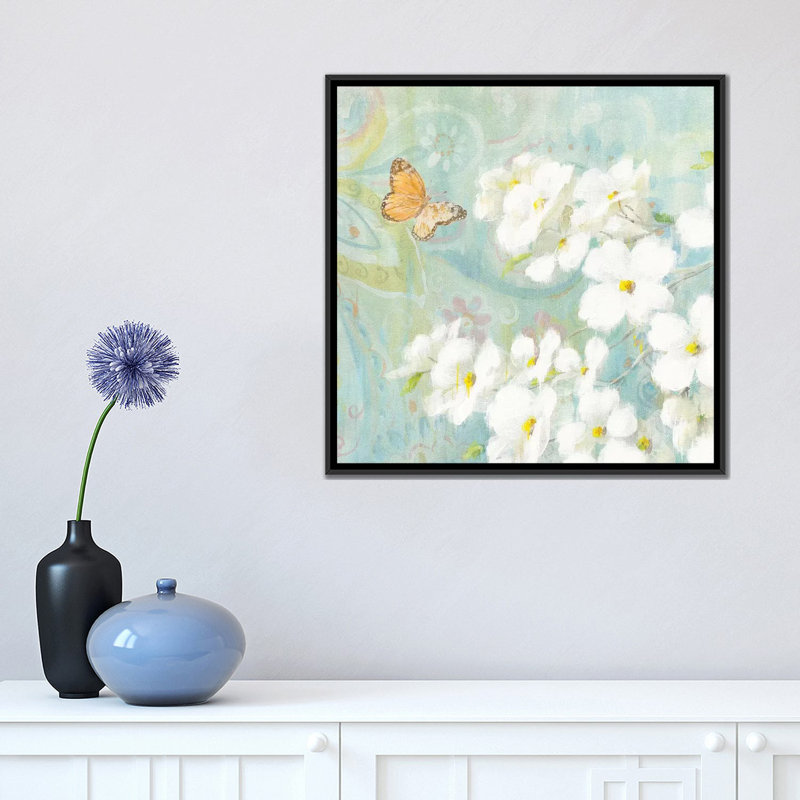 " Spring Dream III " by Danhui Nai, 18" H x 18" W x 1.5" D, Black Framed Canvas, No Matte