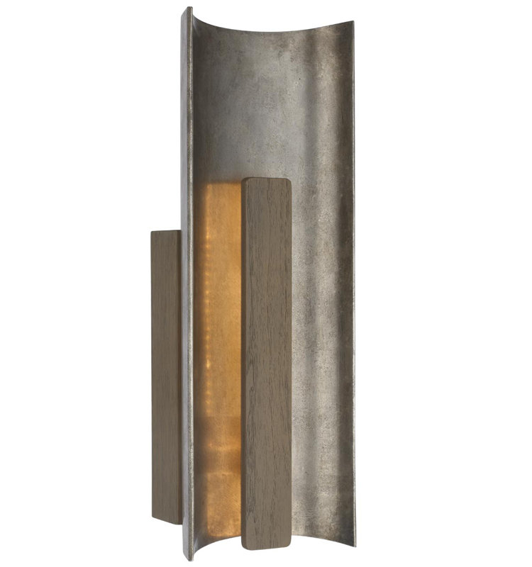 Anne-Marie Barton Remi 18" Sconce, Mottled Pewter/Warm Walnut