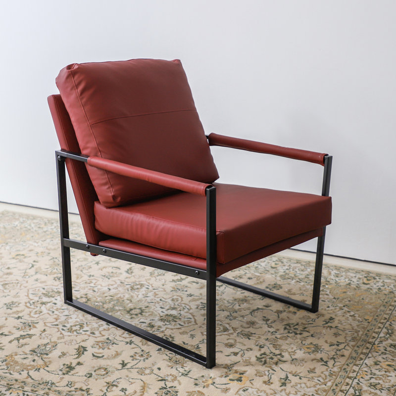 Faux Leather Armchair, Brick Red Faux Leather