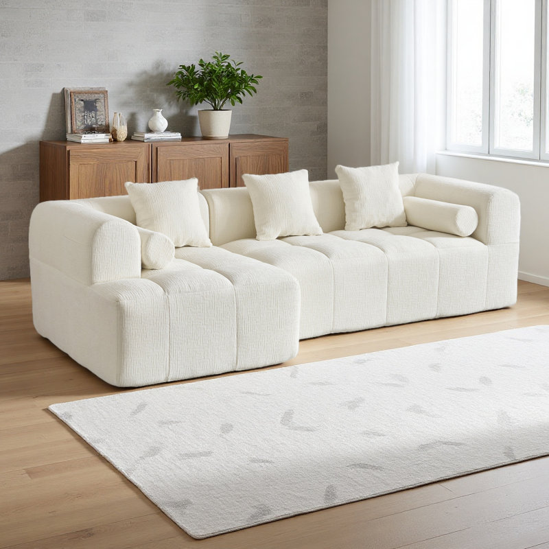 Canapé modulaire de 101,2 po avec canapé à compression complète et canapé modulaire à assise profonde et deux poches latérales