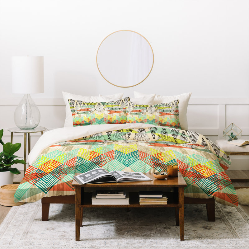 Modern & Contemporary Polyester Geometric Shapes Duvet Cover, King Duvet Cover + 2 King Shams