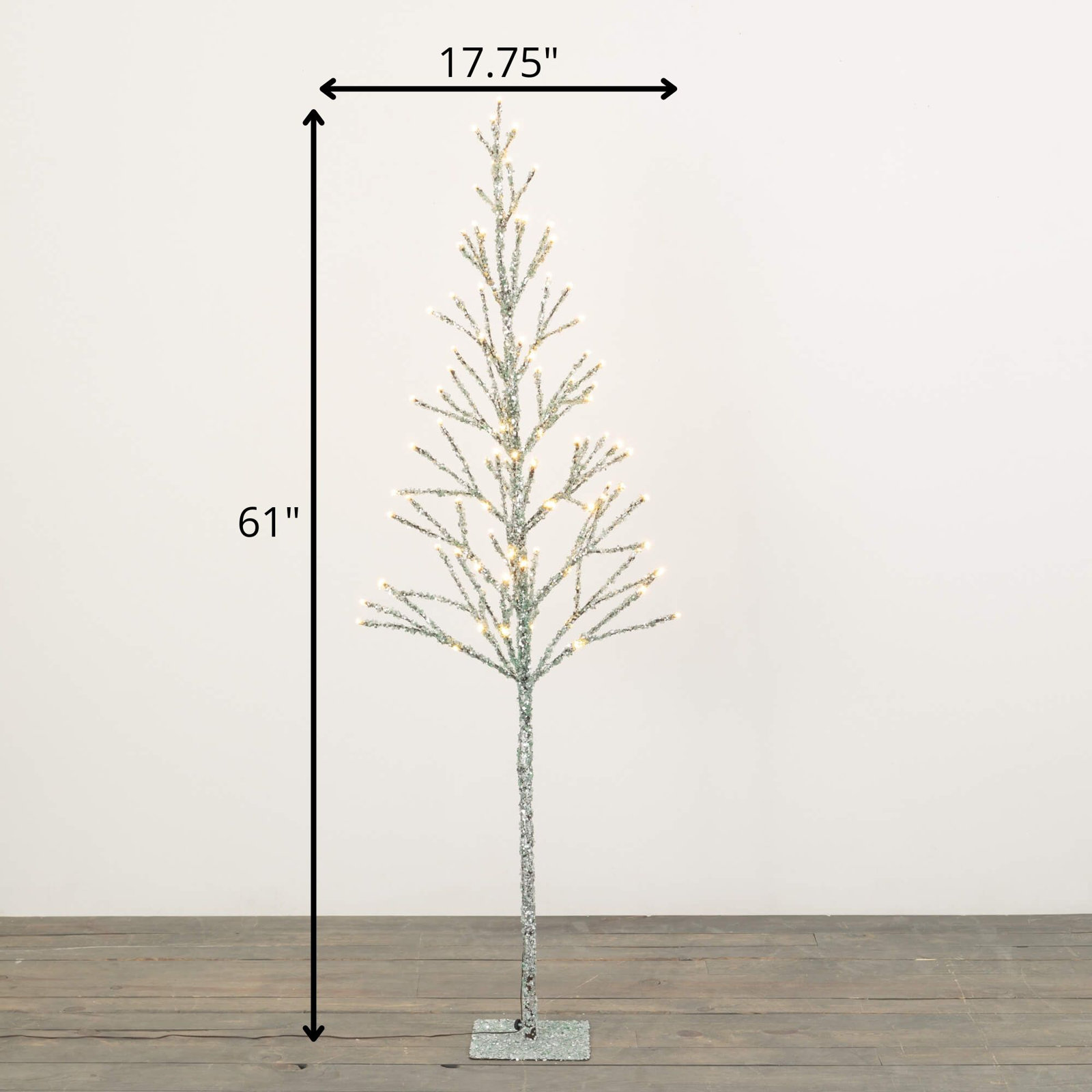 5'1" Christmas Lighted Silver Iced Tree, Silver