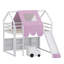 Lit mezzanine peu encombrant avec structure en forme de maison et tente-824370819