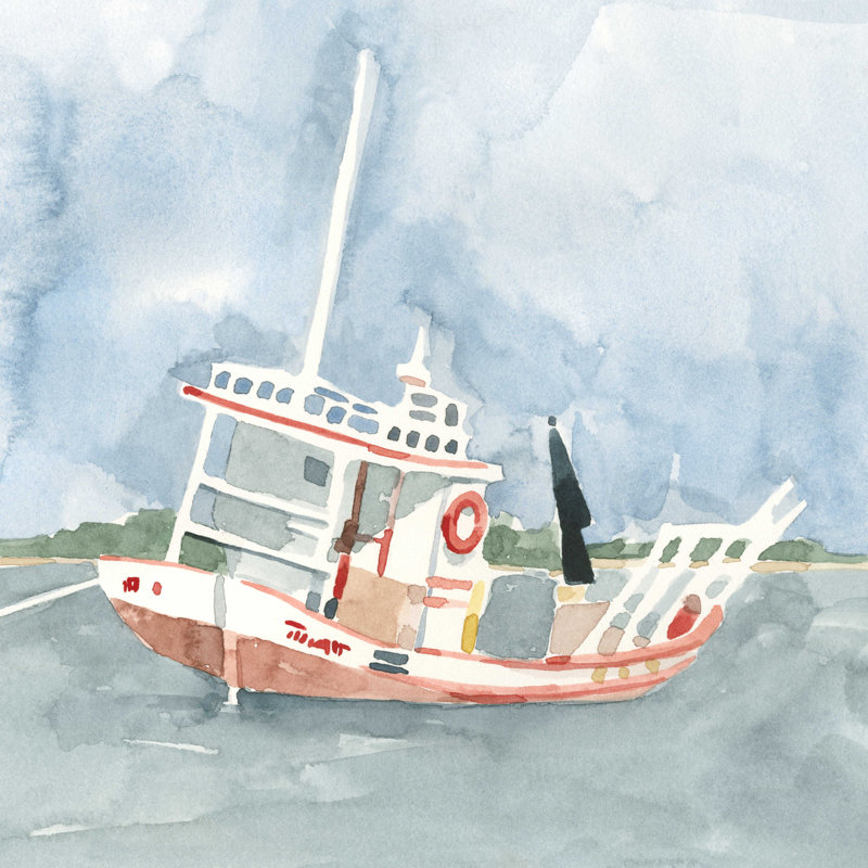 Bateau de pêche lumineux II, H 12 po x l 12 po