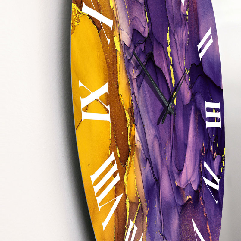 Horloge murale moderne mauve et brune, Moyen