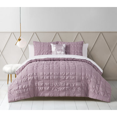 Adelle 8 Piece Bed in a Bag Textured Comforter Set with bed sheets and throw pillow